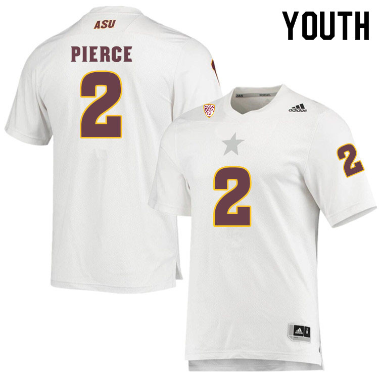Youth #2 DeAndre PierceArizona State Sun Devils College Football Jerseys Sale-White - Click Image to Close